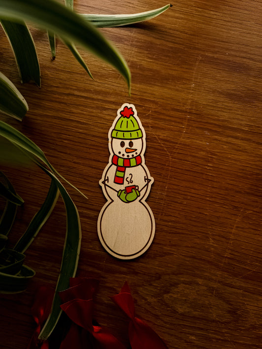 Biggie Bookmark - Hand painted Snowman (Red & Green)