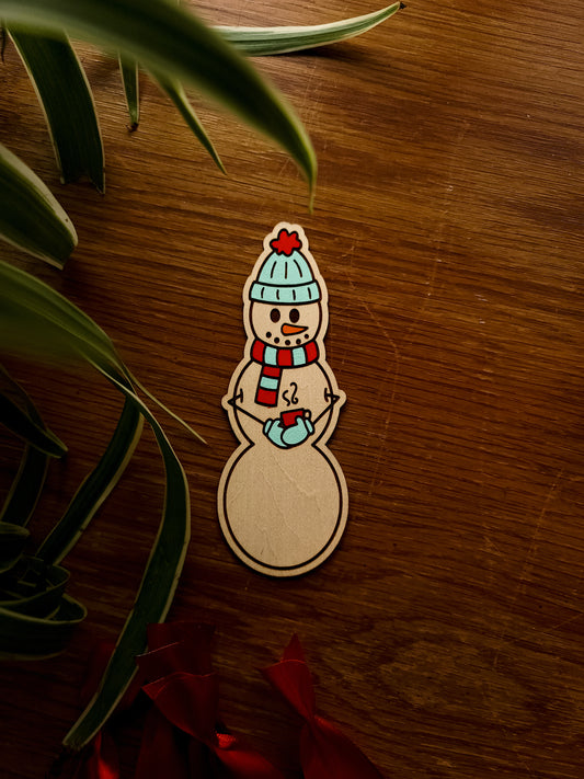 Biggie Bookmark - Hand painted Snowman (Red & Blue)